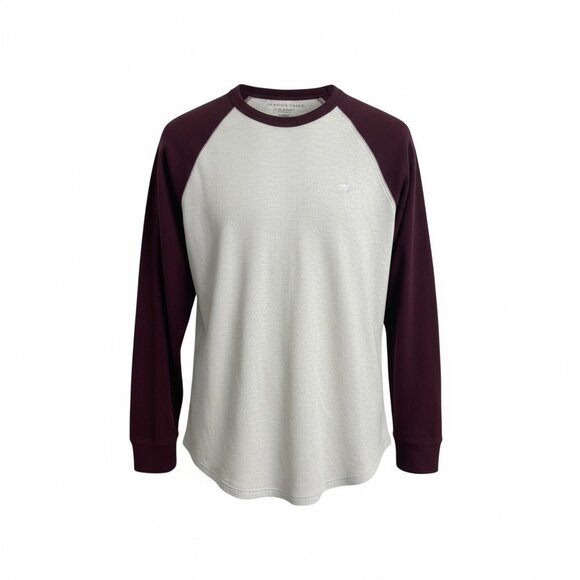 American Eagle Thermal Shirt Mens‎ Large Henley Raglan Sleeve Waffle Weave Knit - Picture 2 of 10